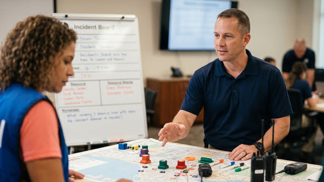 Public safety students in a classroom discussion