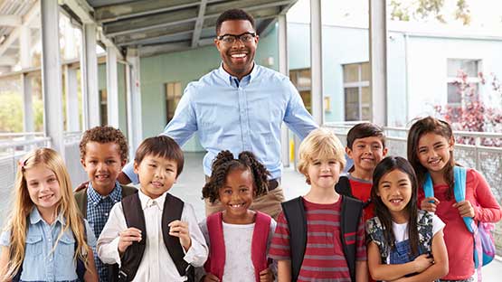 Teacher with group of students