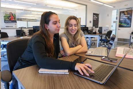 Students working in the study area