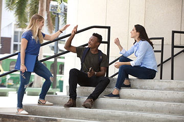 Group of three students at Wolfson Campus