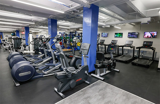 Cardio machines inside the gym